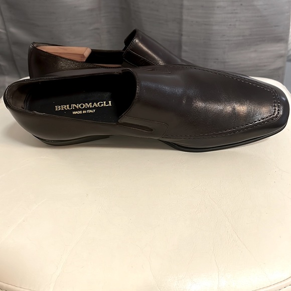 Bruno Magli dark brown slip on loafer style shoe.  Made in Italy.  Size 10.5